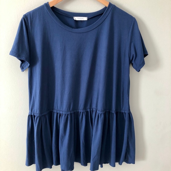 Red Dress Boutique Tops - Navy Blue Peplum Blouse